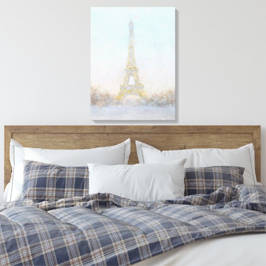 Waterverf | Afbeelding Eiffel Towe Canvas Afdruk (Insitu (Slaapkamer))