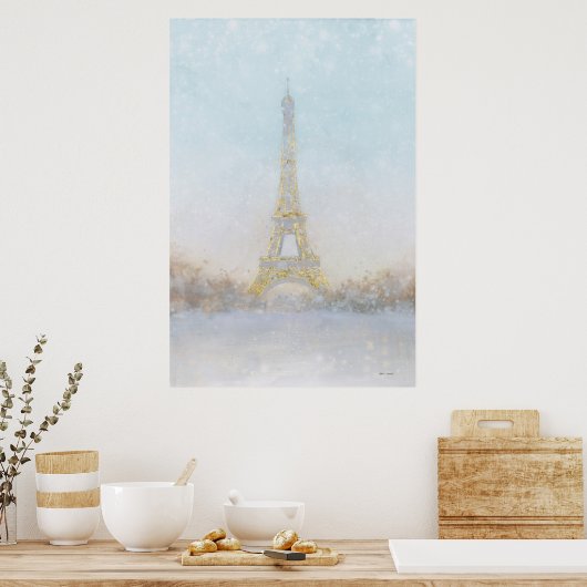 Waterverf | Afbeelding Eiffel Towe Poster (Keuken)