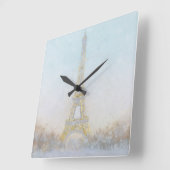 Waterverf | Afbeelding Eiffel Towe Vierkante Klok (Hoek)