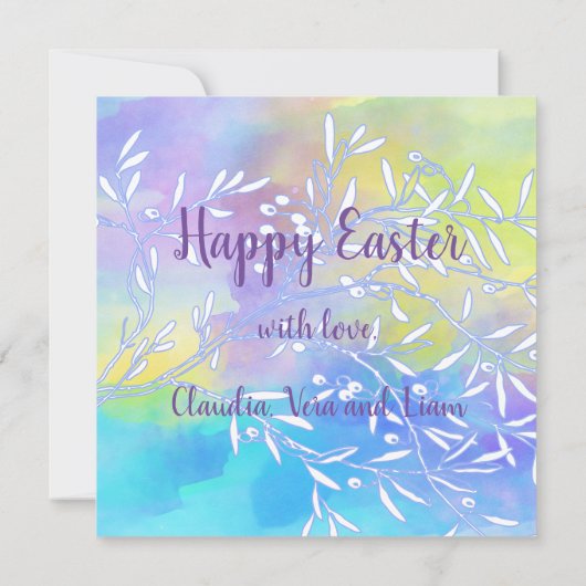 Waterverf Afbeelding Lijst Pasen Kaart (Achterkant)