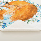 waterverf afbeelding van een slapende vos, rode vo sherpa deken (3/4)