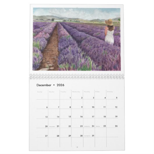 Waterverf Afbeeldingen van YL Lavender & meer agen Kalender (Dec 2026)