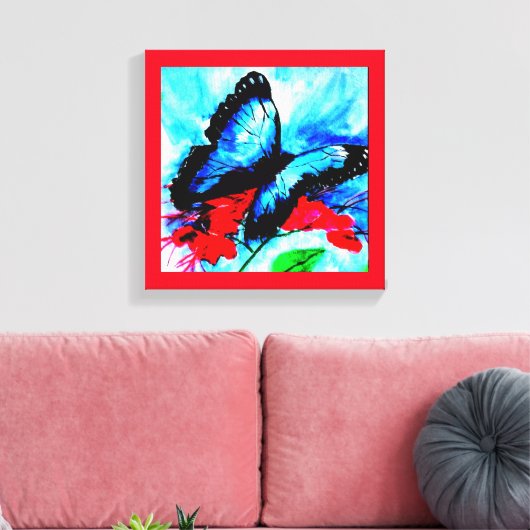 Waterverf afdruk van vlinderkussens canvas afdruk (Insitu (Woonkamer))