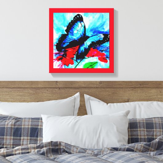 Waterverf afdruk van vlinderkussens canvas afdruk (Insitu (Slaapkamer))