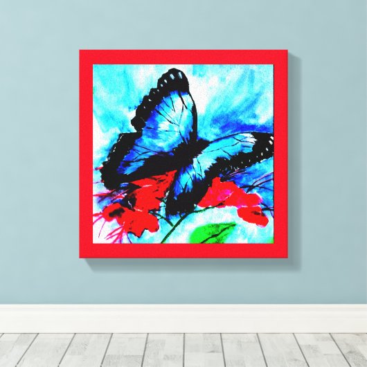 Waterverf afdruk van vlinderkussens canvas afdruk (Insitu (Houten vloer))