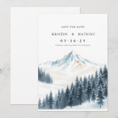 Waterverf afdrukbare berg save the date (Voorkant / Achterkant)