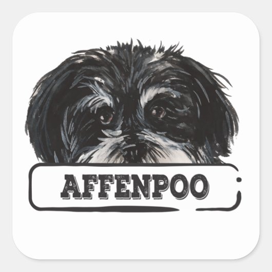 Waterverf Affenpoo Vierkante Sticker (Voorkant)