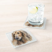 WATERVERF AFGHAANSE HOUND GEZICHT GLAZEN ONDERZETTER (Schuin)