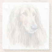 WATERVERF AFGHAANSE HOUND GEZICHT GLAZEN ONDERZETTER (Achterkant)