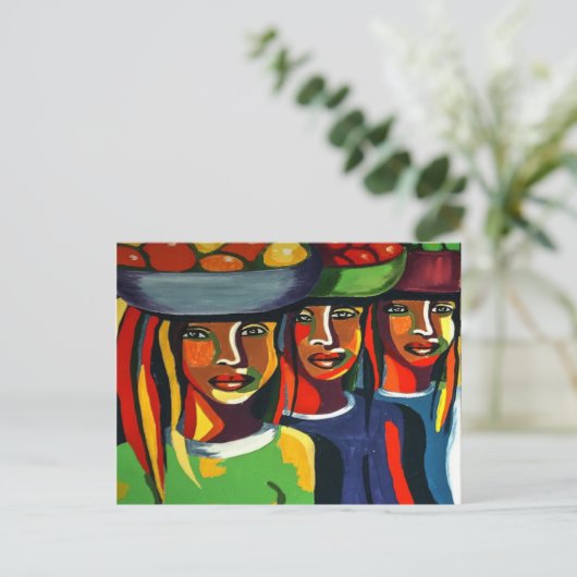 Waterverf African Art Briefkaart (Staand voorkant)