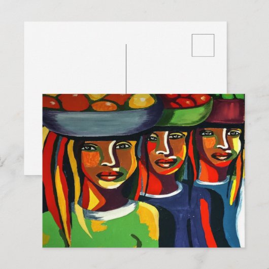 Waterverf African Art Briefkaart (Voorkant / Achterkant)