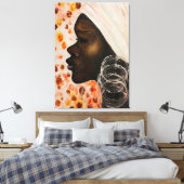 Waterverf - African Beauty Canvas Afdruk (Insitu (Slaapkamer))