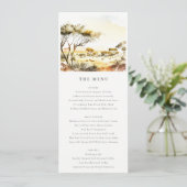 Waterverf Afrikaans Landschap Bruiloft Menu Kaart (Staand voorkant)