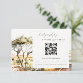 Waterverf Afrikaans Landschap Bruiloft RSVP QR Cod Informatiekaartje (Staand voorkant)