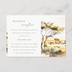 Waterverf Afrikaans Landschap Huwelijksreceptie Informatiekaartje