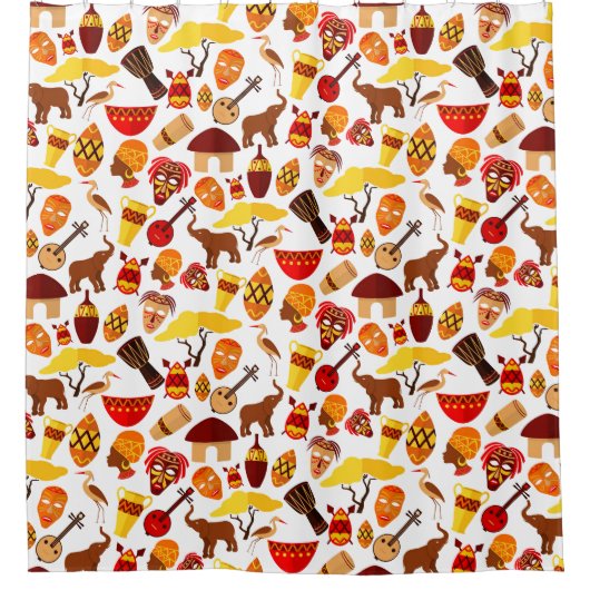 Waterverf Afrikaans proefdierpatroon Douchegordijn (Voorkant)