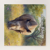 Waterverf Afrikaanse Bosveld Neushoorn Legpuzzel (Horizontaal)