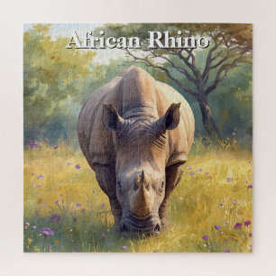Waterverf Afrikaanse Bosveld Neushoorn Legpuzzel