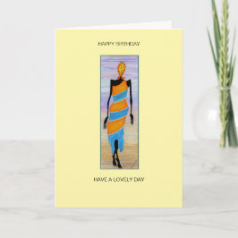 Waterverf Afrikaanse kunst Elegante Lady Verjaarda Kaart