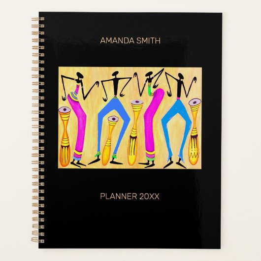 Waterverf Afrikaanse kunst, feestdans Planner (Voorkant)