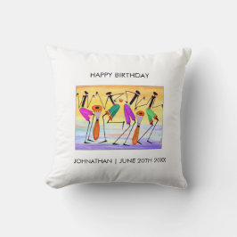 Waterverf, Afrikaanse kunst, geluk uitdrukken Kussen