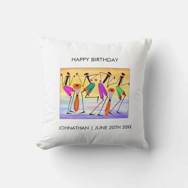 Waterverf, Afrikaanse kunst, geluk uitdrukken Kussen (Voorkant)