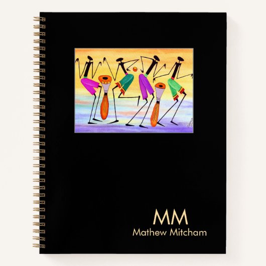 Waterverf, Afrikaanse kunst, geluk uitdrukken Notitieboek (Voorkant)