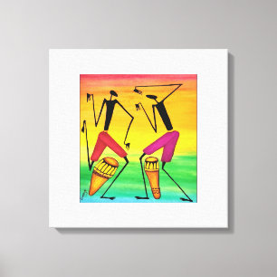 Waterverf, Afrikaanse kunst, Geweldige-Afrikaanse  Canvas Afdruk