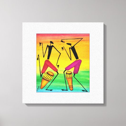 Waterverf, Afrikaanse kunst, Geweldige-Afrikaanse Canvas Afdruk (Voorkant)