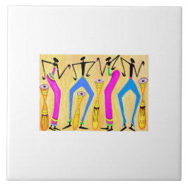 Waterverf Afrikaanse kunst Geweldige feesttijd Tegeltje