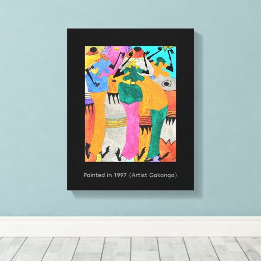 Waterverf, Afrikaanse kunst, Geweldige Joy Dance Canvas Afdruk (Insitu (Houten vloer))