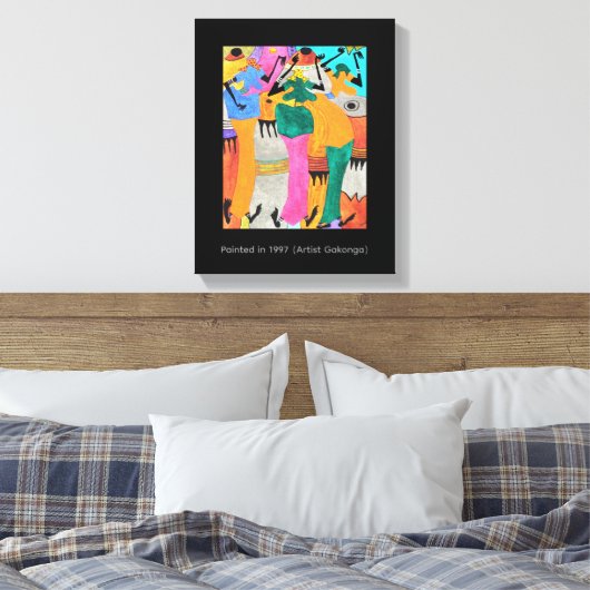 Waterverf, Afrikaanse kunst, Geweldige Joy Dance Canvas Afdruk (Insitu (Slaapkamer))
