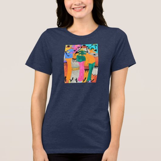 Waterverf Afrikaanse kunst Joy Dance Tri-Blend Shirt (Voorkant)