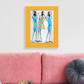 Waterverf, Afrikaanse kunst, Maasai krijgers Canvas Afdruk (Insitu (Woonkamer))