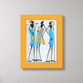 Waterverf, Afrikaanse kunst, Maasai krijgers Canvas Afdruk (Voorkant)