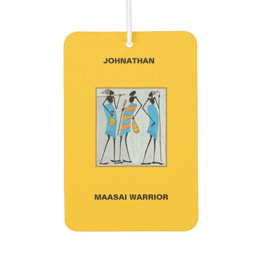 Waterverf Afrikaanse kunst, Maasai Warriors T-shir Luchtverfrisser (Voorkant)