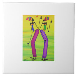 Waterverf, Afrikaanse kunst Sun Party Tegeltje