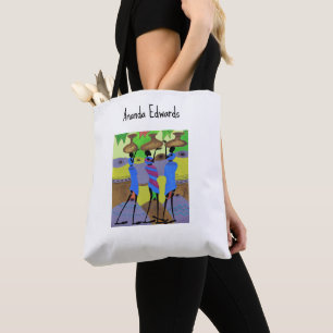 Waterverf, Afrikaanse kunst, terugkeer uit de rivi Tote Bag