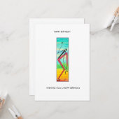 Waterverf Afrikaanse kunst, Tricky Dancer Verjaard Kaart (Voorkant / Achterkant in situ)