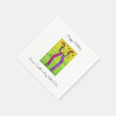 Waterverf Afrikaanse kunst vreugde en geluk Servet (Hoek)