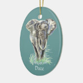 Waterverf Afrikaanse Natuur van olifanten Keramisch Ornament (Links)