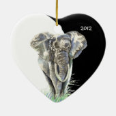 Waterverf Afrikaanse Natuur van olifanten Keramisch Ornament (Achterkant)