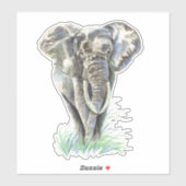 Waterverf Afrikaanse Natuur van olifanten Sticker (Vel)