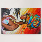 Waterverf - Afrikaanse prinses - Grootte kiezen Legpuzzel (Horizontaal)