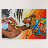 Waterverf - Afrikaanse prinses - Mooie vrouw - Legpuzzel (Horizontaal)
