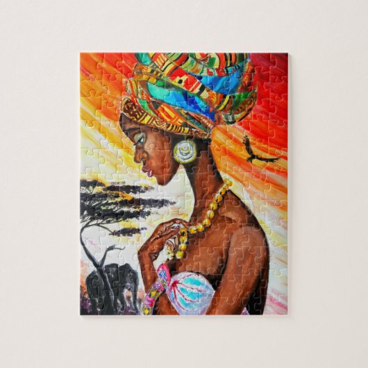 Waterverf - Afrikaanse prinses -  vrouw Legpuzzel (Verticaal)