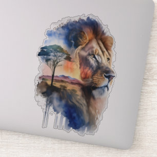 Waterverf Afrikaanse savanne leeuw Sticker