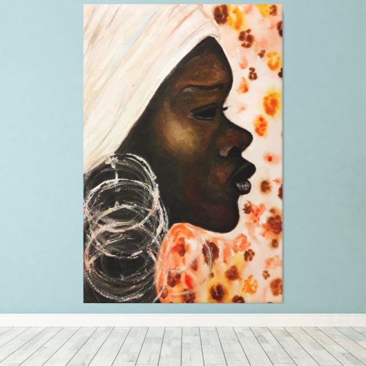 Waterverf - Afrikaanse schoonheid - Kunstmoderne s Canvas Afdruk (Insitu (Houten vloer))
