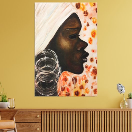 Waterverf - Afrikaanse schoonheid - Kunstmoderne s Canvas Afdruk (Insitu (Woonkamer))