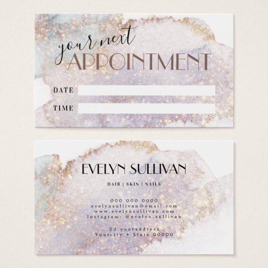 Waterverf-afspeelkaart voor Shimmer Visitekaartje (Voorkant /achterkant)